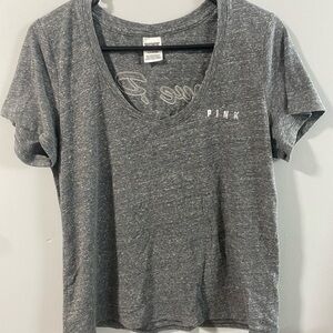 PINK Victoria's Secret Heather Gray V-Neck Tee